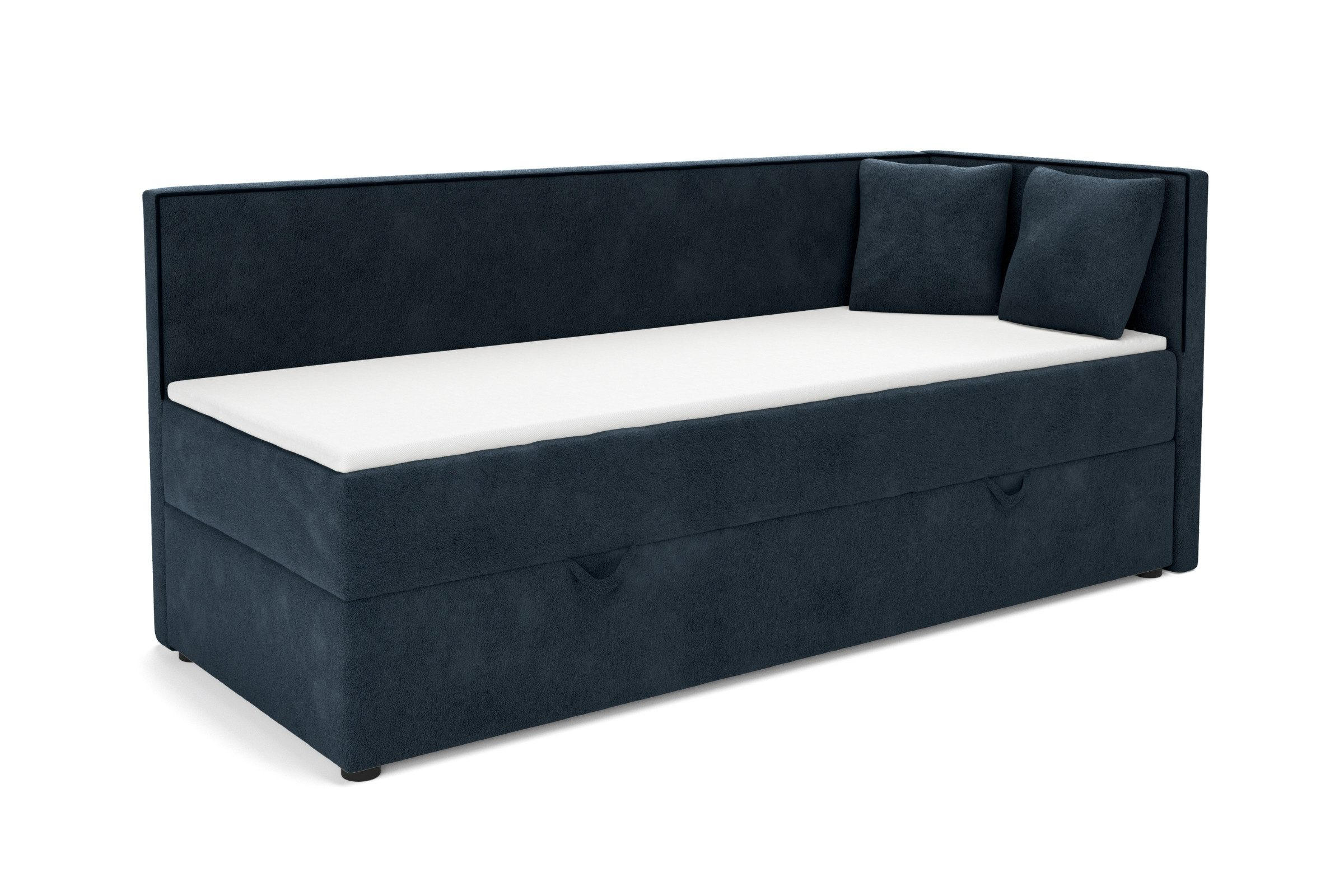BOXBETT GINA 90/200 in Boucle Dunkelblau H3 - Dunkelblau, Holz/Holzwerkstoff (90/200cm) - Deine Möbel 24