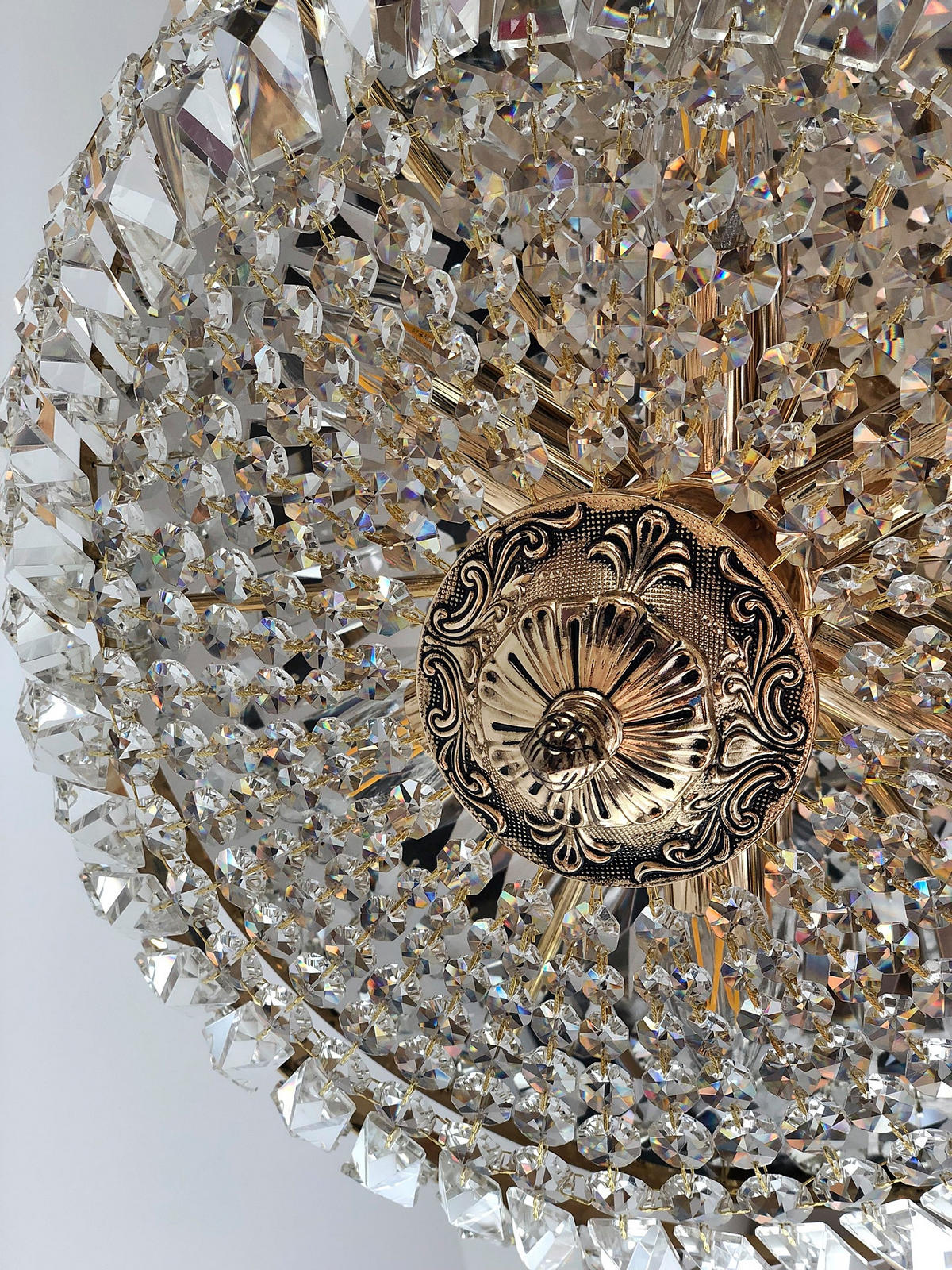DECKENLEUCHTE Kristall Schönbrunn Ø45 Antik Gold gefertigt aus geschliffenen Kristallen - Goldfarben, Glas/Metall (45/45/28cm) - PGA Lights