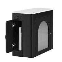 KÜCHENINSEL 83/77/39,6-149,6 cm Weiß/Schwarz aus MDF und Glas mit Ausziehfunktion - Schwarz, Holzwerkstoff (39.6/77/83cm) - OKMYHOME