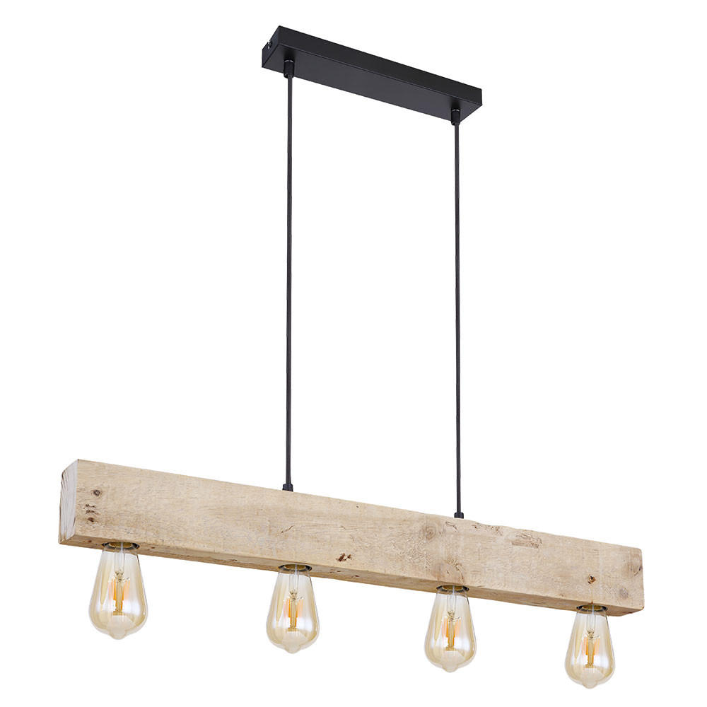 HÄNGELEUCHTE Metall Holzoptik Braun 4 flammig - Braun, Holz (80/6/120cm) - Globo Lighting