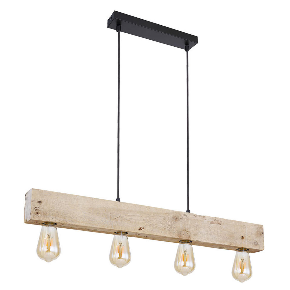 HÄNGELEUCHTE Metall Holzoptik Braun 4 flammig - Braun, Holz (80/6/120cm) - Globo Lighting