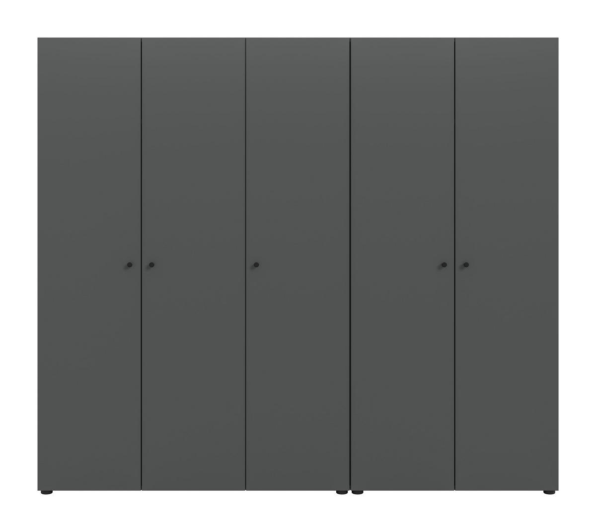 KLEIDERSCHRANKKOMBINATION Arbor (B/H/T: ca. 200/176/51 cm) in anthrazit/anthrazit - Anthrazit, Holzwerkstoff (200/176/51cm)