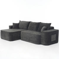ECKSOFA Chenille-Stoff 262cm - Schwarz, Textil (144/262cm) - Raelunyi
