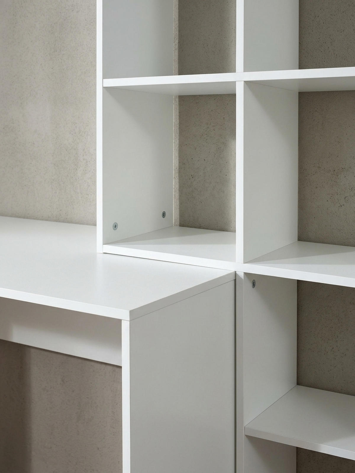 SCHREIBTISCH – mit Regal, groß, puristisches Design, Melaminharzbeschichtung - Weiß, Holz (59/170/144cm) - KADIMA DESIGN
