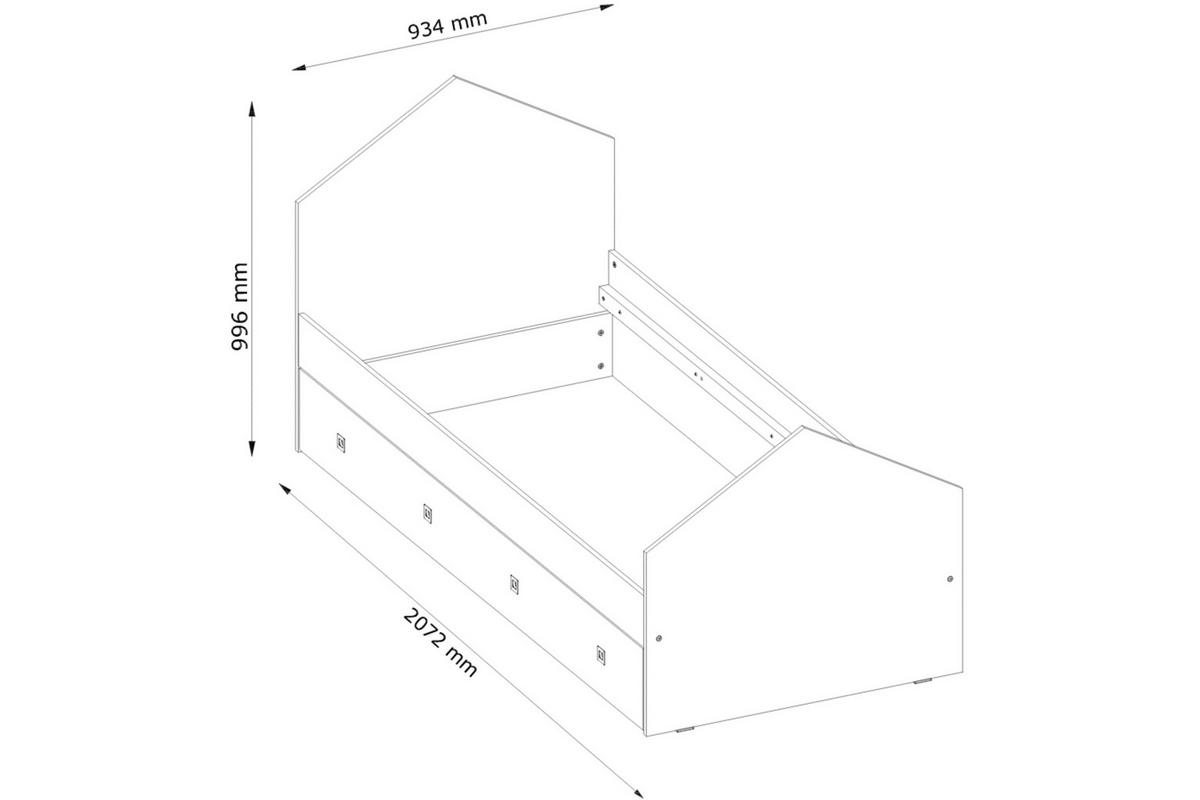 HAUSBETT MIRUM für Kinder, Weiß/Grau - Weiß/Grau, Holz (200/90cm) - KONSIMO®