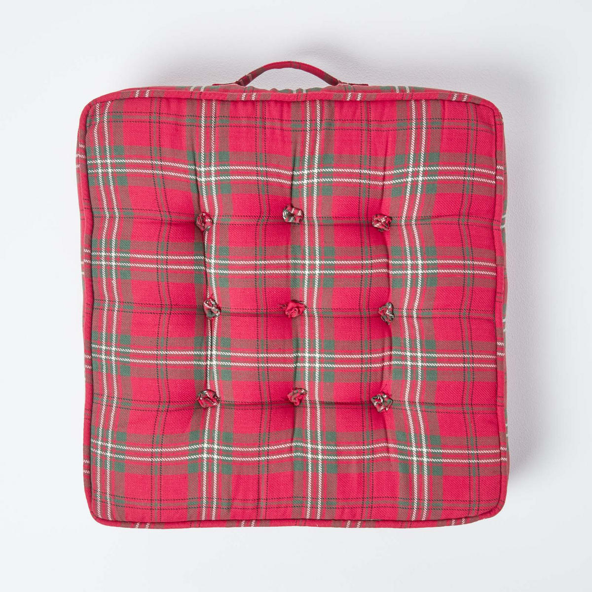 SITZKISSEN rot-grün kariert 50/50/10 cm – Baumwolle - Rot, Textil (50/50/10cm) - Homescapes