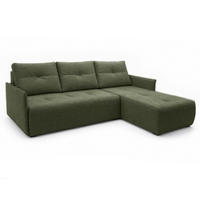 ECKSOFA L Form Damascus Grün 212/143/88 cm Rechts mit Schlaffunktion - Schwarz/Grün, Kunststoff/Textil (212/143cm) - AX Living