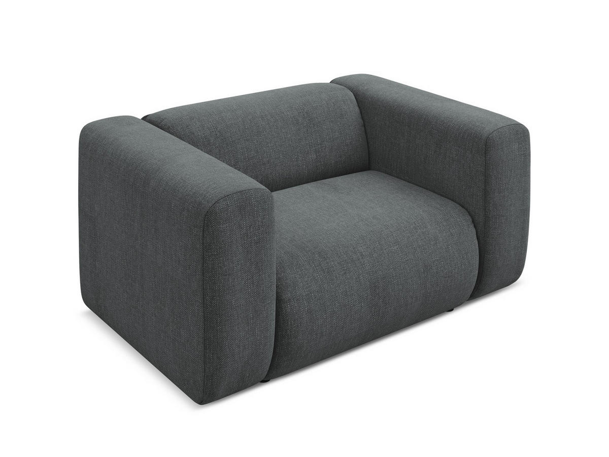 SESSEL Chenille Stoff Grau - Schwarz/Graphitfarben, Kunststoff/Textil (137/70/89cm) - Makamii