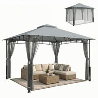 GARTENPAVILLON, Sonnenschutznetz, Terrasse, grau - Grau, Metall (69/32/243cm) - Vallsero