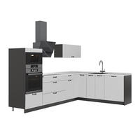 KUHINJA U OBLIKU SLOVA L Fame-Line, Bijela Seoska/Antracit, 287 x 207 cm, RP Mramor - bijela/antracit, drvni materijal (287/153.6/60cm) - Vicco