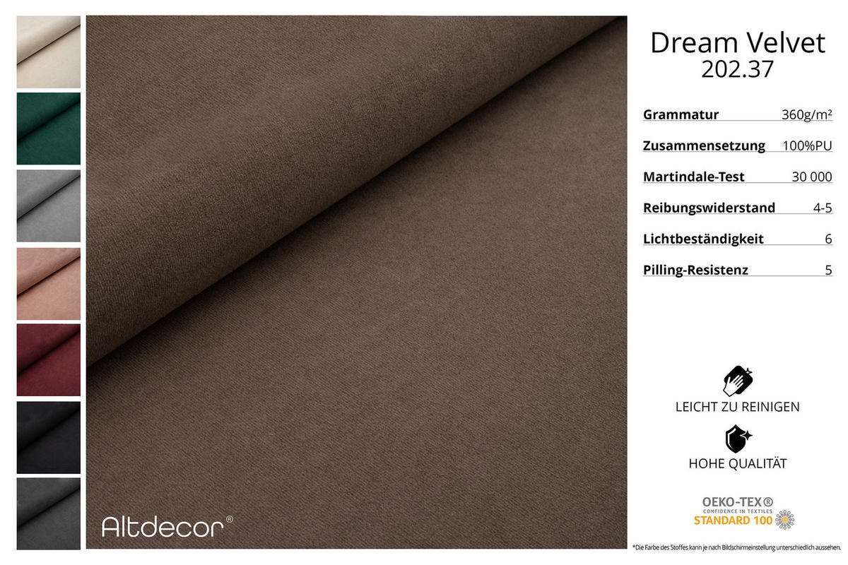 ECKSOFA mit Schlaffunktion und Bettkasten LIRA-L - 264x172x89 Braun - Braun, Holzwerkstoff/Textil (264/172cm) - ALTDECOR