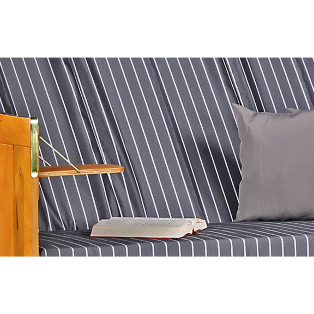 STRANDKORB XXL Ostsee 3Sitzer PE Schwarz - Braun/Grau, Metall (160/160/80cm) - Mr. Deko