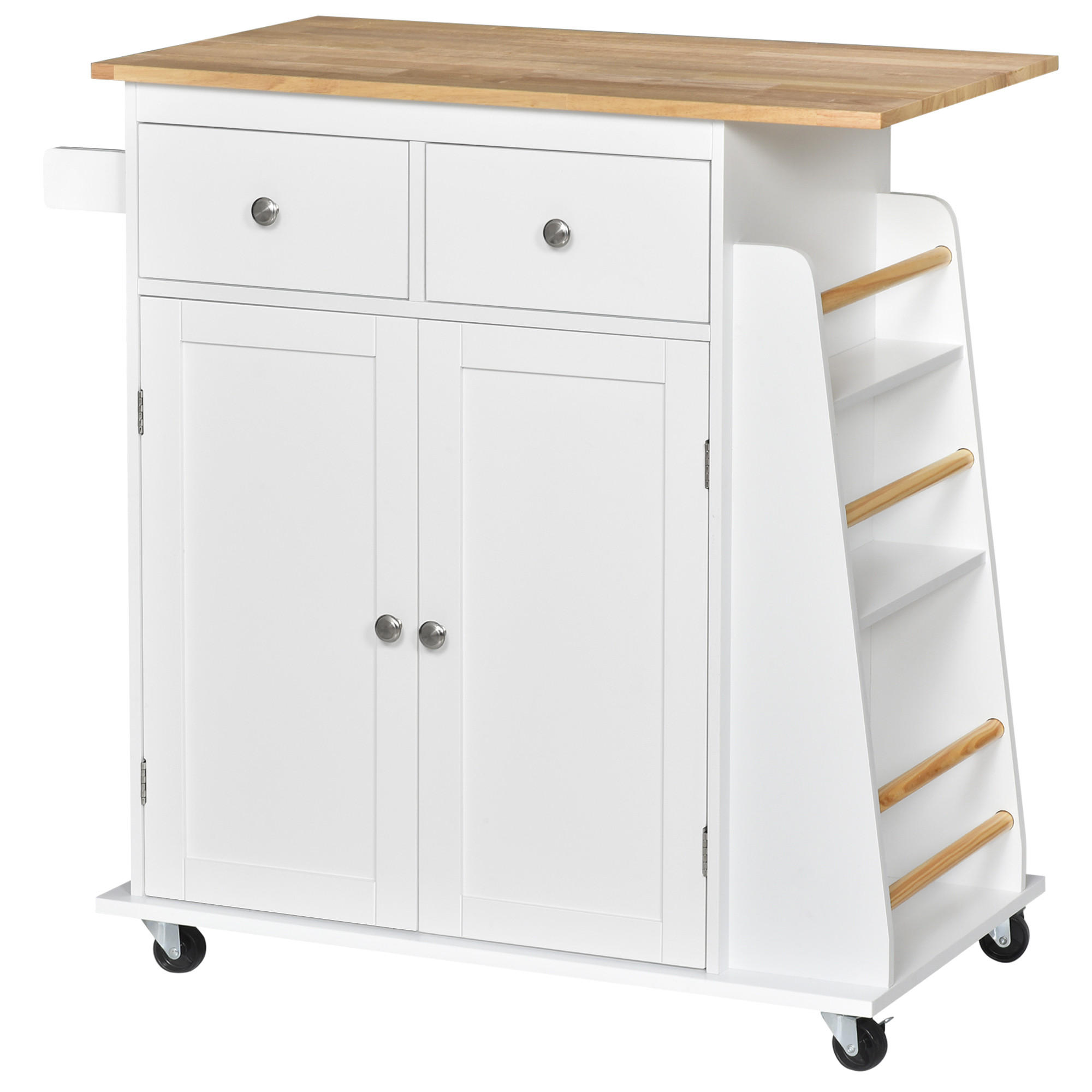 KÜCHENWAGEN, 3-stöckig, Gewürzregal, 4 Rollen, MDF/Spanplatte, weiß, 89x45x89cm - Multicolor, Metall (226.06/227.33/114.3cm) - FORIOUS