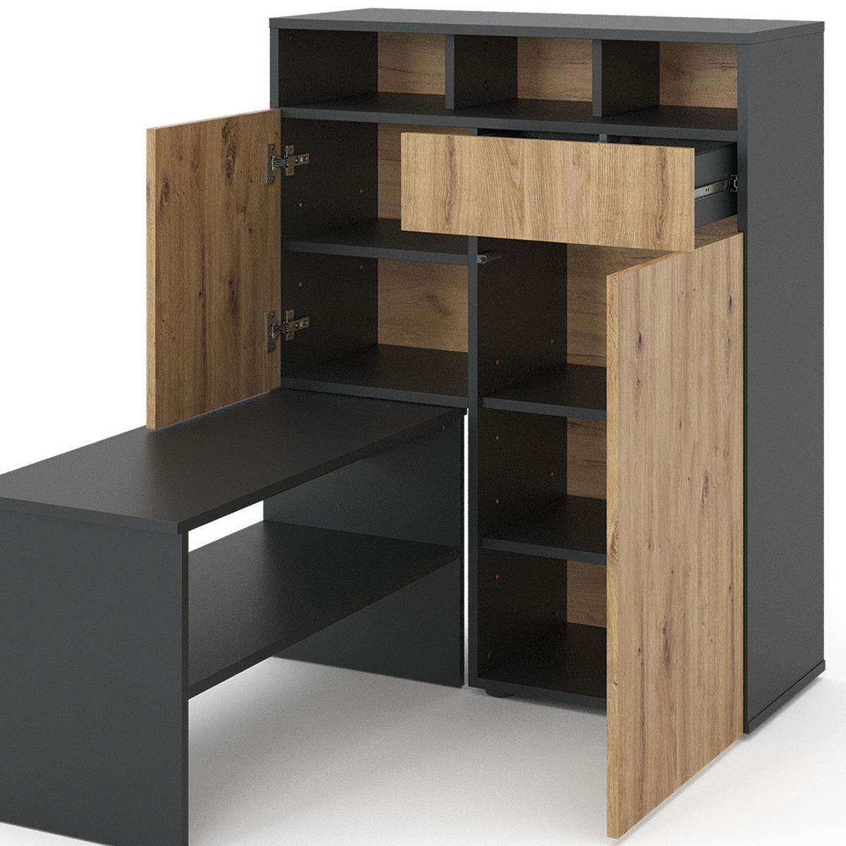 SCHUHSCHRANK Selena Grau 124.5 x 102 cm - Grau, Holzwerkstoff (124.5/102/35cm) - Vicco