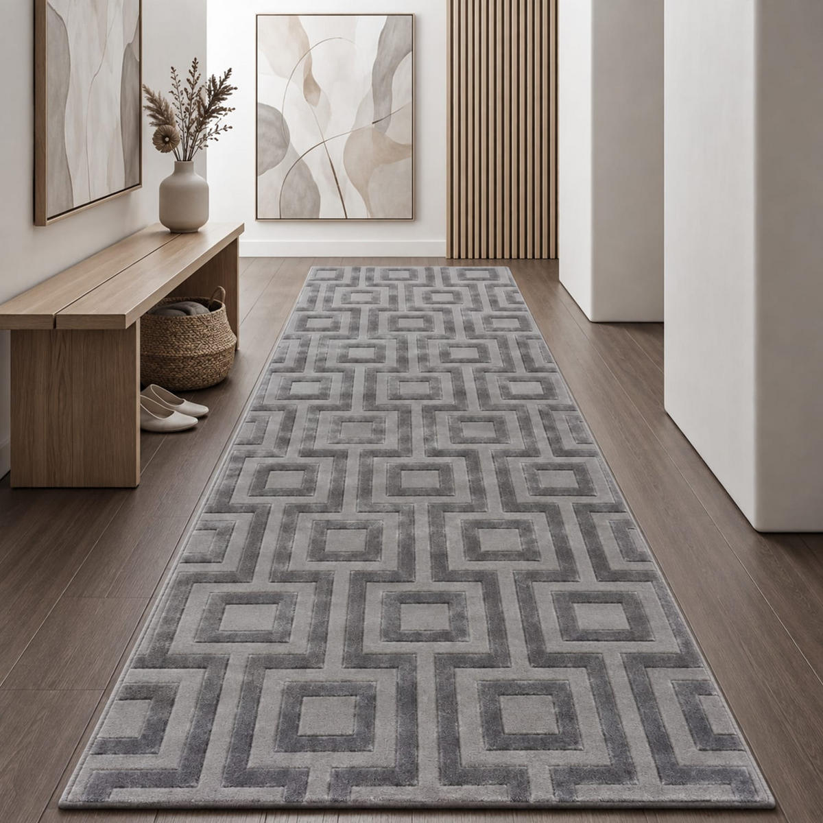 KURZFLORTEPPICH 80/250 cm Tinos 574 - Anthrazit, Kunststoff (80/250cm) - Paco Home