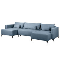 WOHNLANDSCHAFT - Blau/Schwarz, Textil (382/81/148cm) - home24