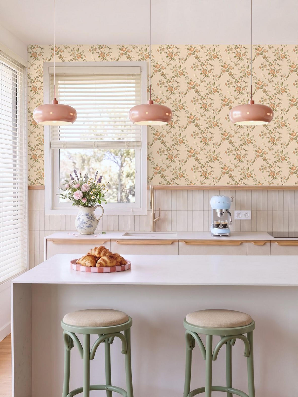 TAPETE Blumenmuster 50 x 900 cm - Beige, Papier (50/900cm) - ESTAhome