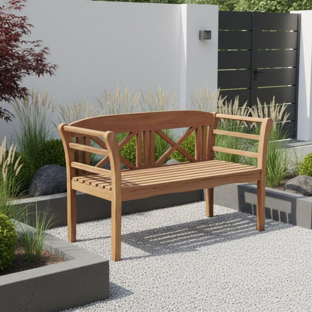 GARTENBANK Föhr - Naturfarben, Holz/Metall (120/94/60cm) - Mr. Deko