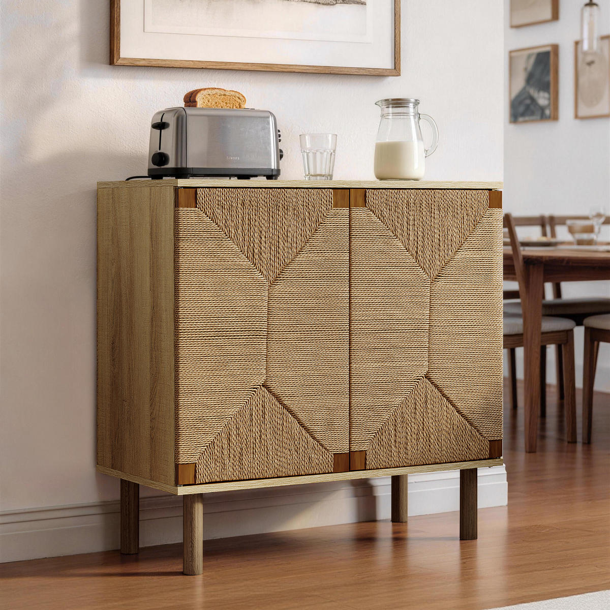 SIDEBOARD Wohnzimmer im modernen Vintage-Stil, Holz mit 2 Türen | B80 x T40 x H80 cm - Braun, Holz (80/80/40cm) - Hometopia