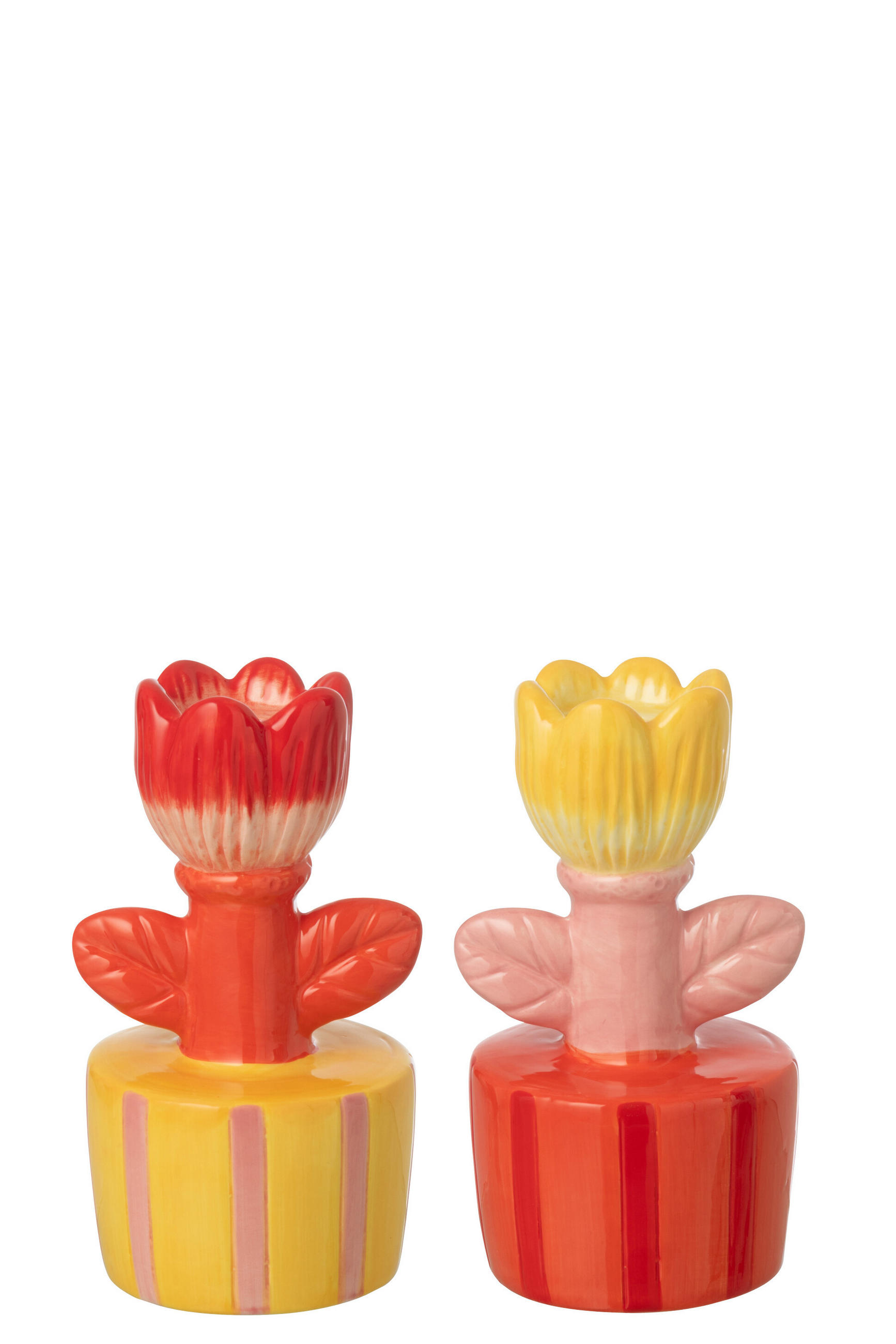 KERZENSTÄNDER AUF FUß BLUME Multi - Multicolor, Keramik (8.5/16/9cm) - J-Line