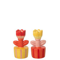 KERZENSTÄNDER AUF FUß BLUME Multi - Multicolor, Keramik (8.5/16/9cm) - J-Line