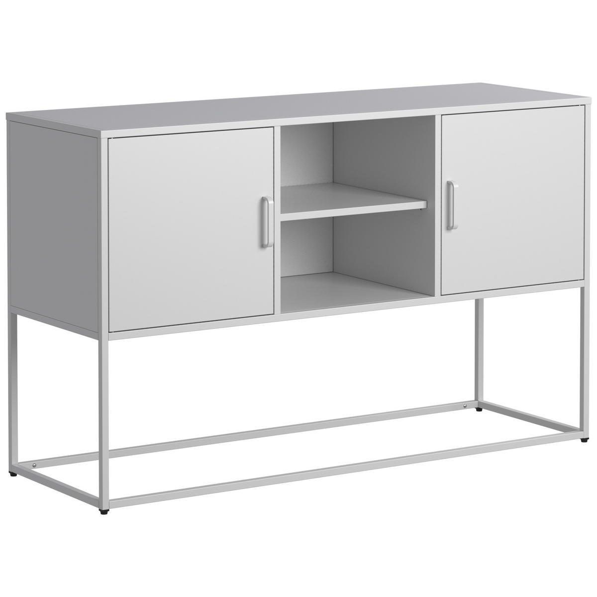 SIDEBOARD 120/40/75 cm weiß aus Metall mit 6 Fächern - Weiß, Metall (120/75/40cm) - OKWISH