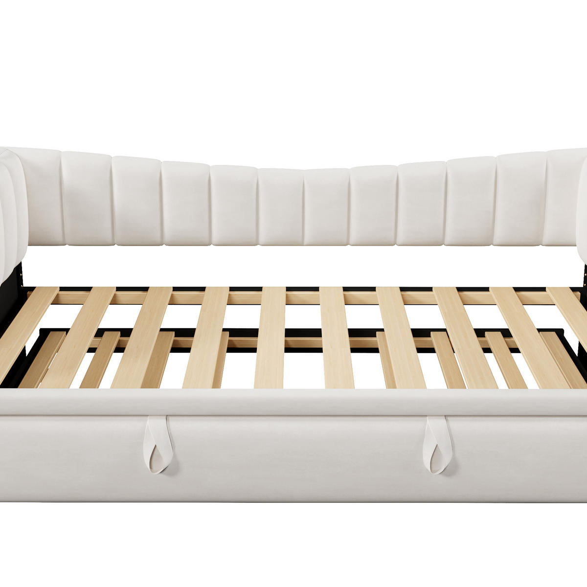 POLSTERBETT 90/200 cm aus Samt in Weiß - Weiß, Textil (180/200cm) - OKWISH