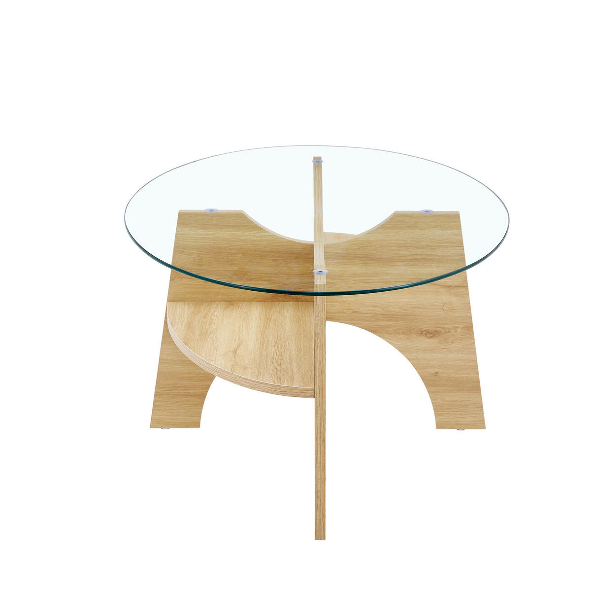 COUCHTISCH 104,9/60 cm aus Sicherheitsglas mit Ablage in Holzoptik - Transparent, Glas (104.9/60/45cm) - Flora Grace