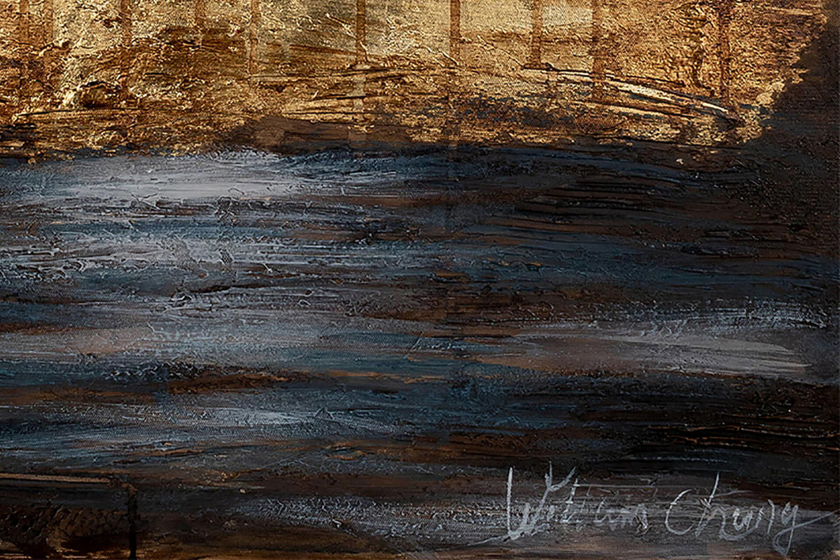 ACRYLBILD HANDGEMALT 60/90 cm - Blau/Grau, Holz/Textil (1.8/90cm) - KUNSTLOFT