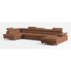 WOHNLANDSCHAFT MONTIVA Kupferfarben Boucle-Stoff mit Schlaffunktion - Kupferfarben, Holz (410/89/190cm) - MASSENO