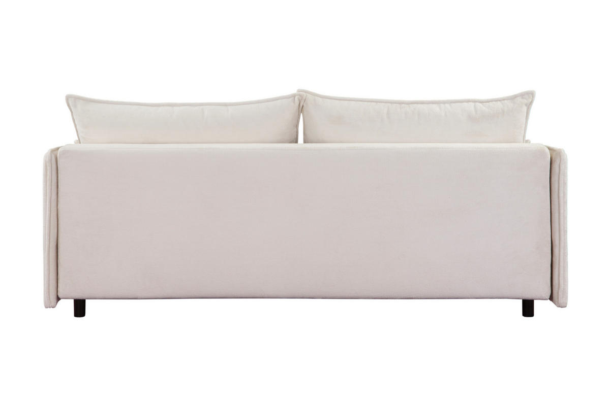 BETTSOFA ARNO Beige Plüsch-Stoff mit Schlaffunktion - Beige, Textil (102/97/216cm) - MASSENO