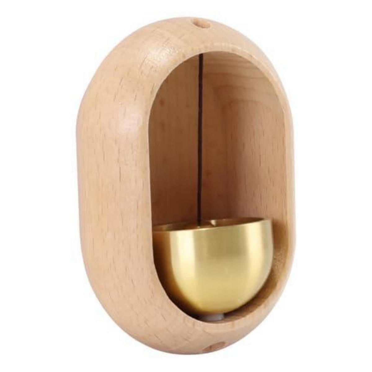 WINDSPIEL mit Glocke Holz Oval - Goldfarben, Holz (8/5/5cm)