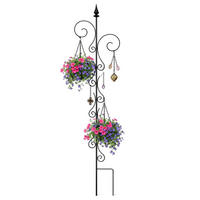 RANKHILFE mit 2 Halter Rankgitter aus Metall H-145cm B-30cm Kletterhilfe 2 Haken - Schwarz, Metall (30/145/2cm) - DanDiBo