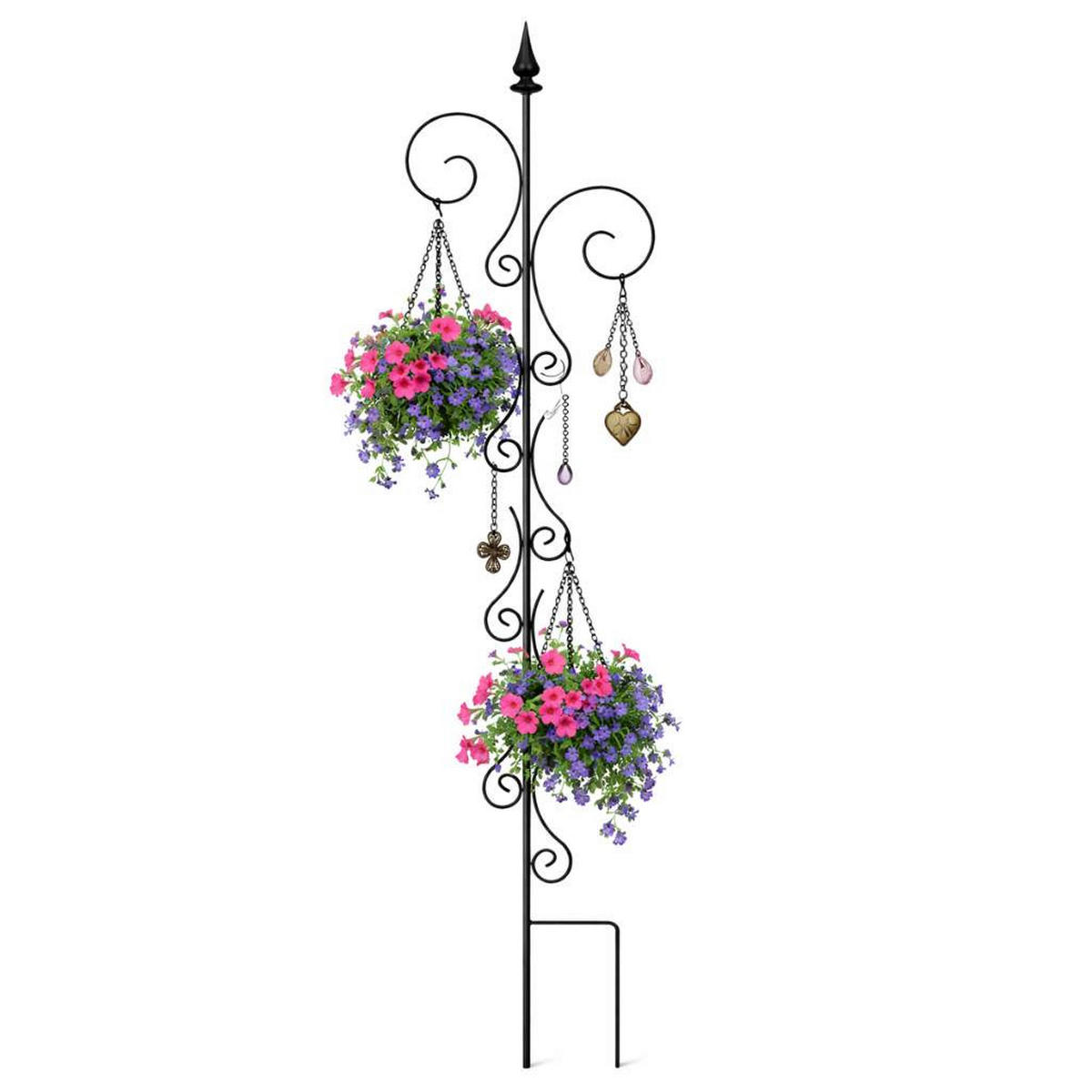 RANKHILFE mit 2 Halter Rankgitter aus Metall H-145cm B-30cm Kletterhilfe 2 Haken - Schwarz, Metall (30/145/2cm) - DanDiBo