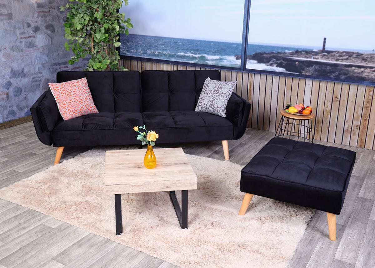 SCHLAFSOFA Schwarz - Schwarz, Textil (218/175cm) - MCW