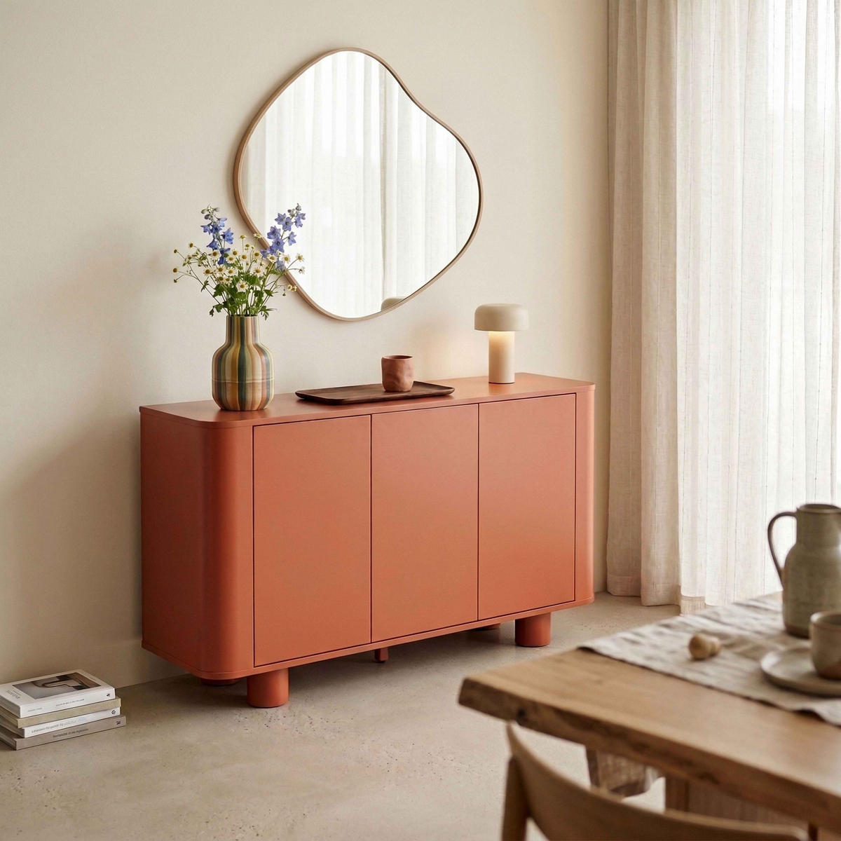 SIDEBOARD 120 cm, Orange - Orange, Holz (40/75/120cm) - Oviala