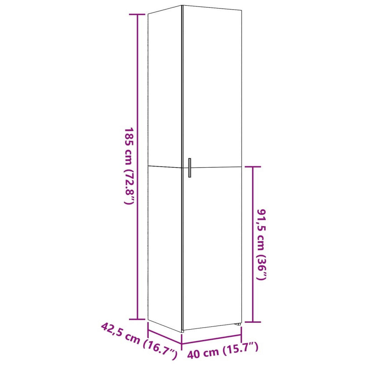 HIGHBOARD Betongrau 40/42,5/185 Cm Holzwerkstoff - Grau, Holzwerkstoff (42.5/185/40cm) - vidaXL