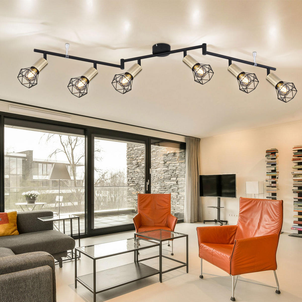 LED DECKENLEUCHTE Metall Schwarz 6 Flammig - Schwarz, Metall (120/8/22cm) - Globo Lighting