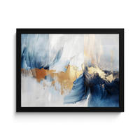 POSTER MIT RAHMEN Gold - Blau - Aquarell - Kunst - Modern 40x30 cm - Hellblau, Papier (40/30cm) - MuchoWow