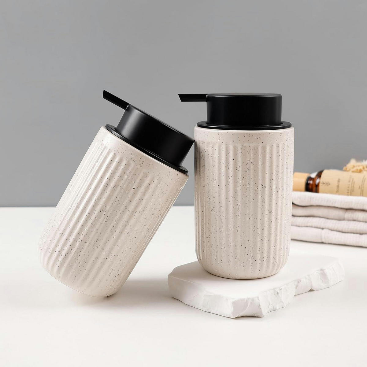 SEIFENSPENDER Keramik Beige Sternenhimmel 350 ml - Beige, Keramik (8/14/8cm)