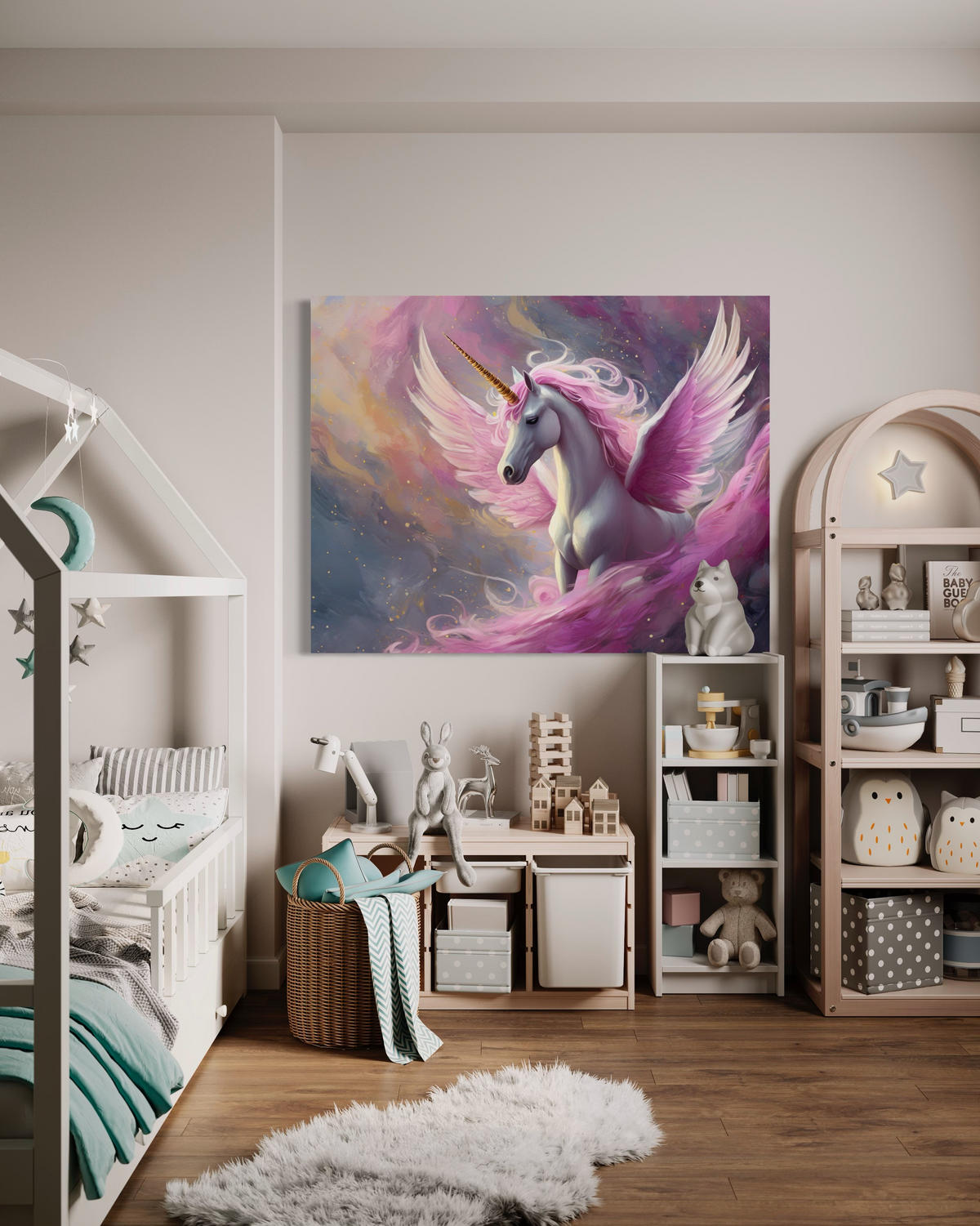 WANDBILD rosa einhorn - Pink, Textil (60/40cm) - Feeby