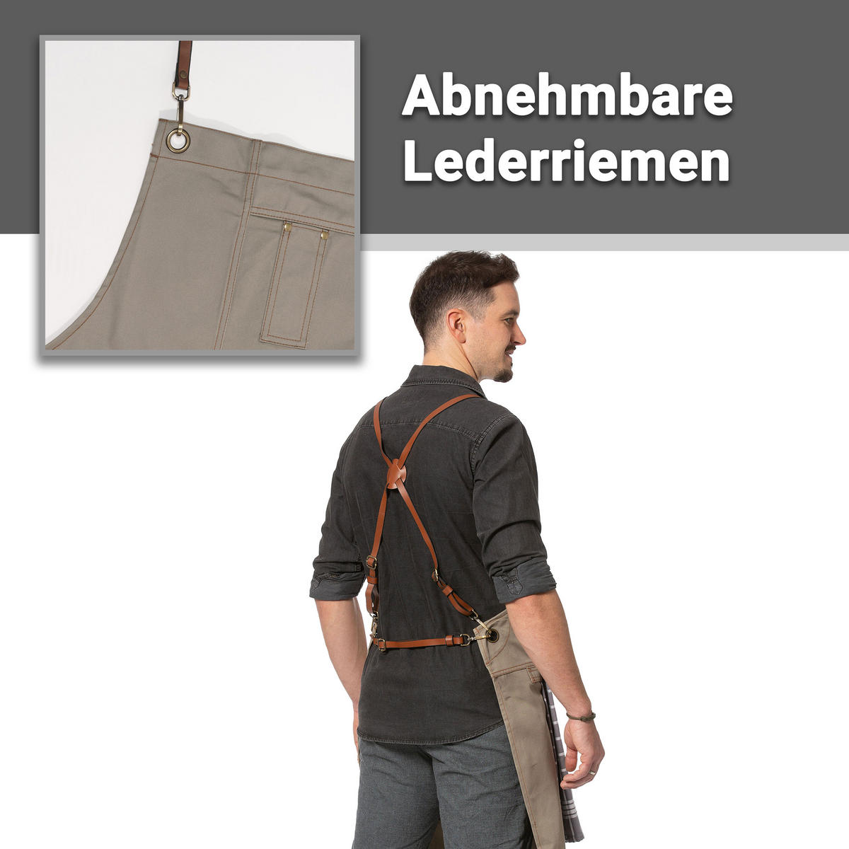 SCHÜRZE , 100% Baumwolle, Grau - Graubraun, Textil (70/95cm) - Zollner