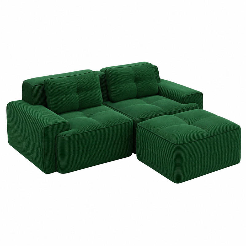 SOFA modular mit Tiefsitz Cord Green - Grün, Kunststoff (177/204cm) - Meubliv