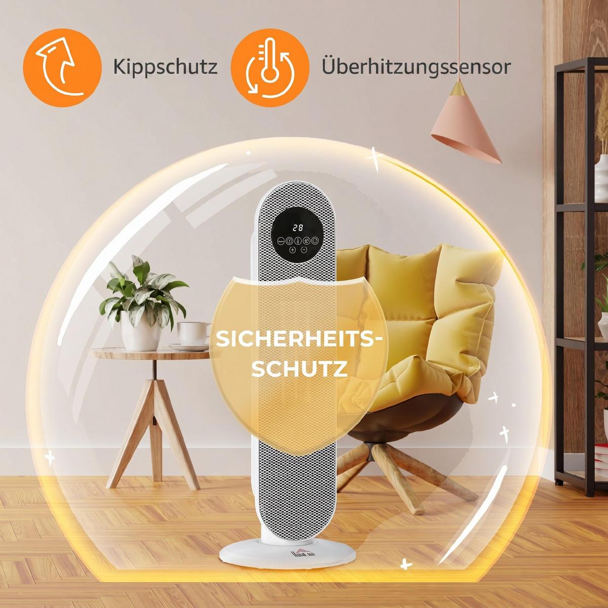 HEIZLÜFTER Kunststoff Weiß - Weiß, Kunststoff (21/63.5/21cm) - HOMCOM