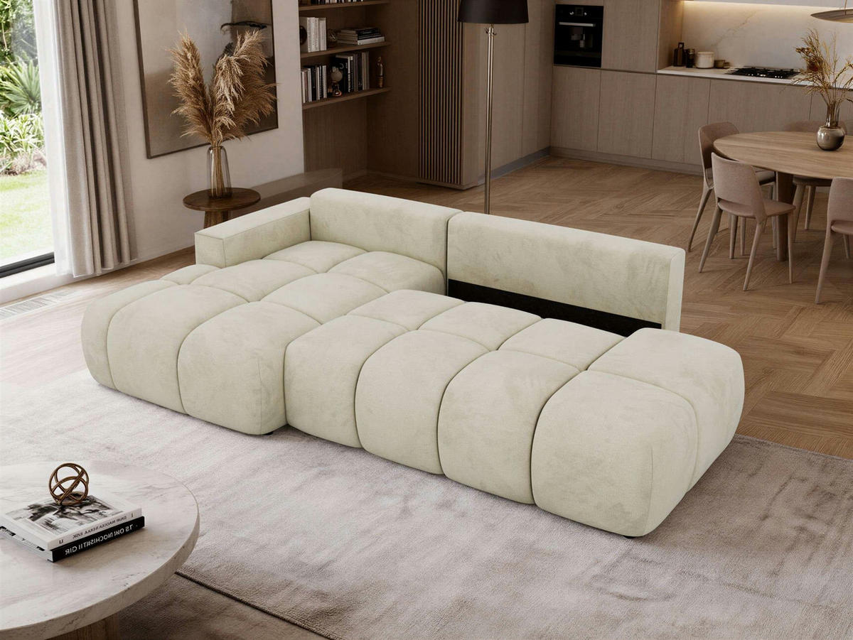 ROHOVÁ SEDAČKA LORAN L Béžová Samet - Vlevo - černá/béžová, textil/plast (170/292cm) - MKS