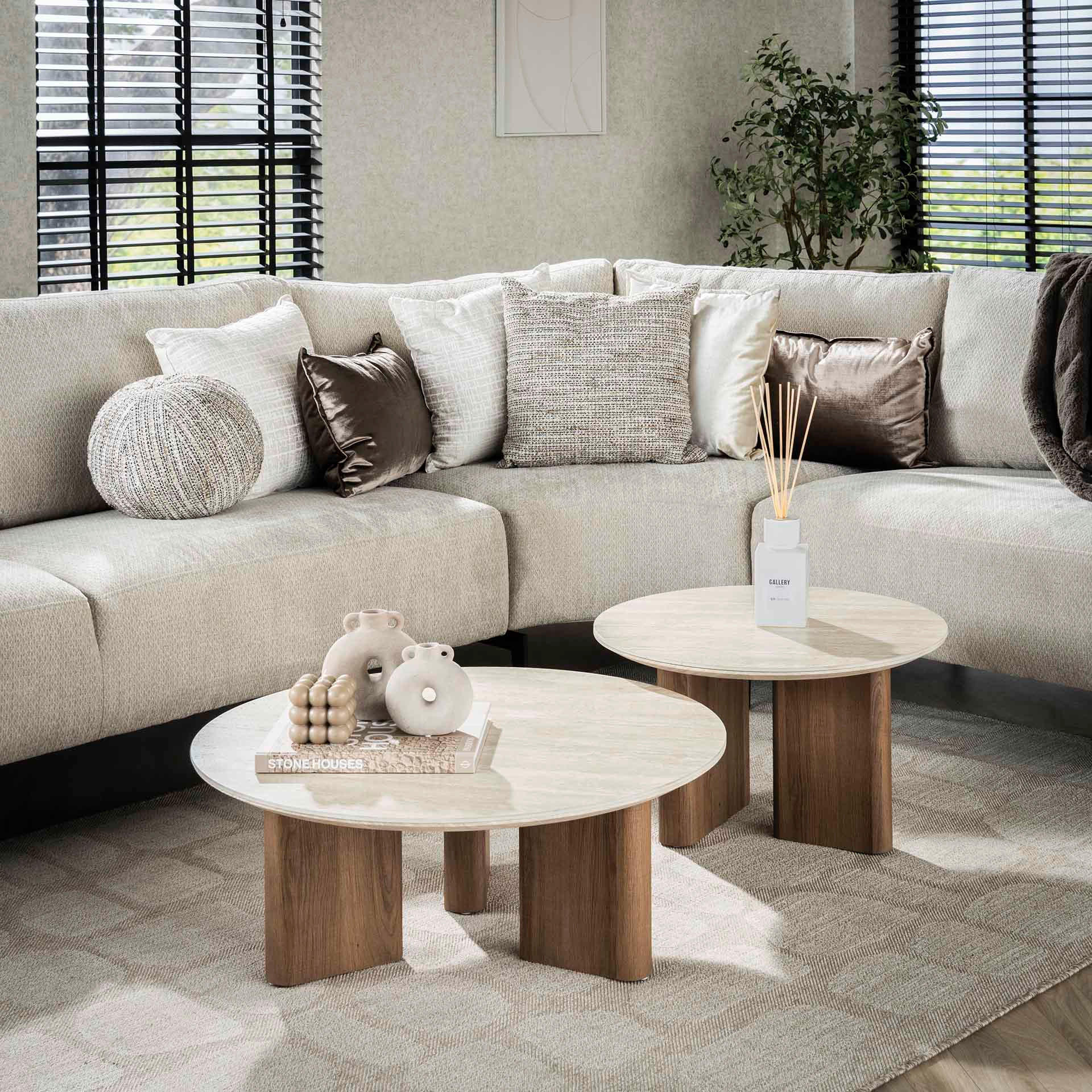 COUCHTISCH Romano Braun 76/76/30 cm 2er-Set - Beige, Keramik (76/76/30cm) - Hoyz Collection