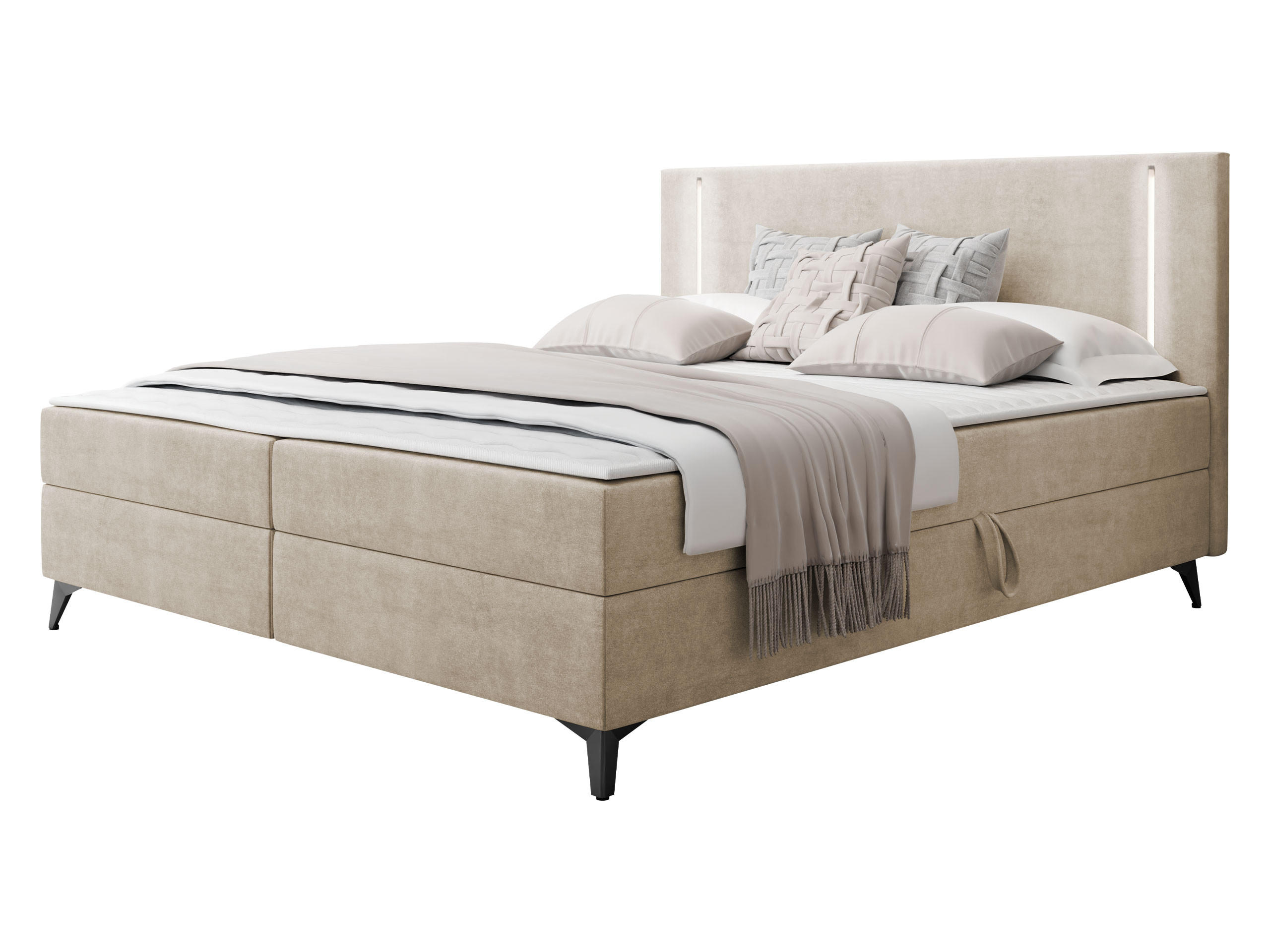 BOXBETT Ono 2 - Beige/Schwarz, Holz/Textil (180/200cm) - MIRJAN24