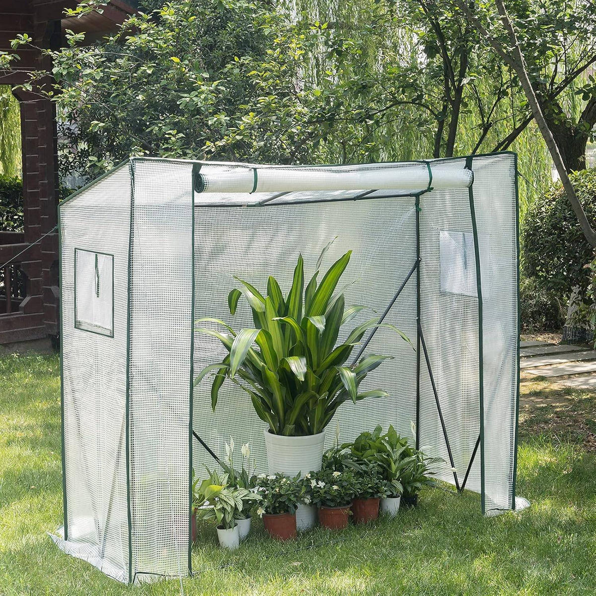 FOLIENGEWÄCHSHAUS 130 g/m², PE halbtransparente Tomatengewächshaus - Weiß, Textil/Metall (200/146/77cm) - Woltu