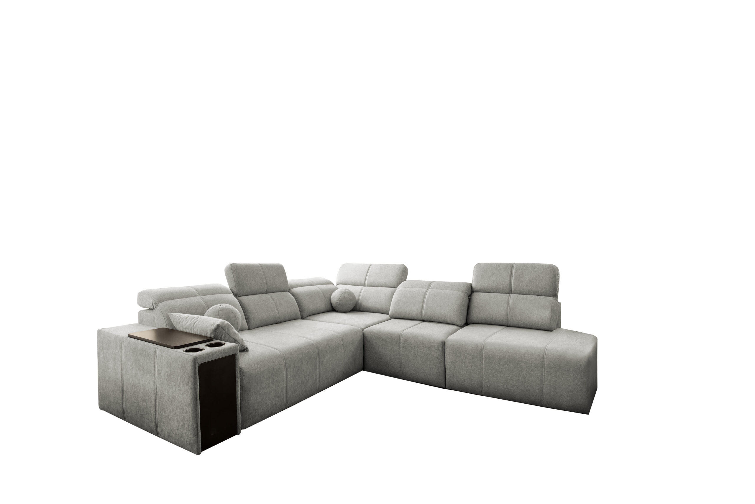 ECKSOFA Mindy IX Mit Schlaffunktion, Verstellbarer Rückenlehne Stoff Verita Hellgrau Rechts - Hellgrau, Holz (300/288cm) - Kaiser Möbel