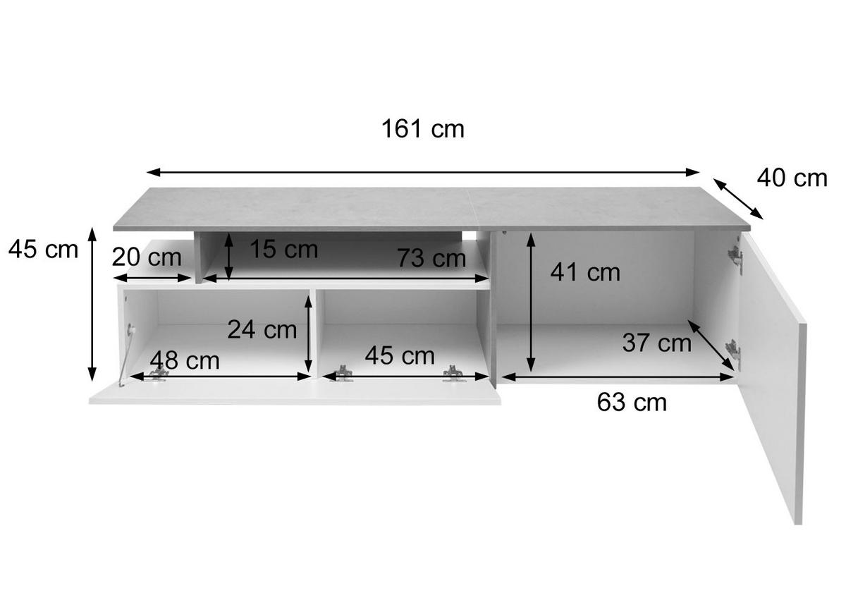 TV-RACK Beton Dekor, weiß - Weiß/Grau, Holz (161/45/40cm) - MCW